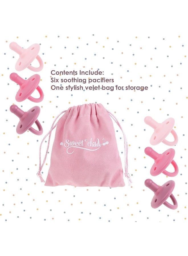 Sweet Child Pacifiers 0-18 Months, Set of 6 Ultra-Light Silicone Binkies with Collapsible Handle & 3 Air Holes for Added Safety, Best Newborn Pacifiers for Baby Boys Or Girls - Image 2